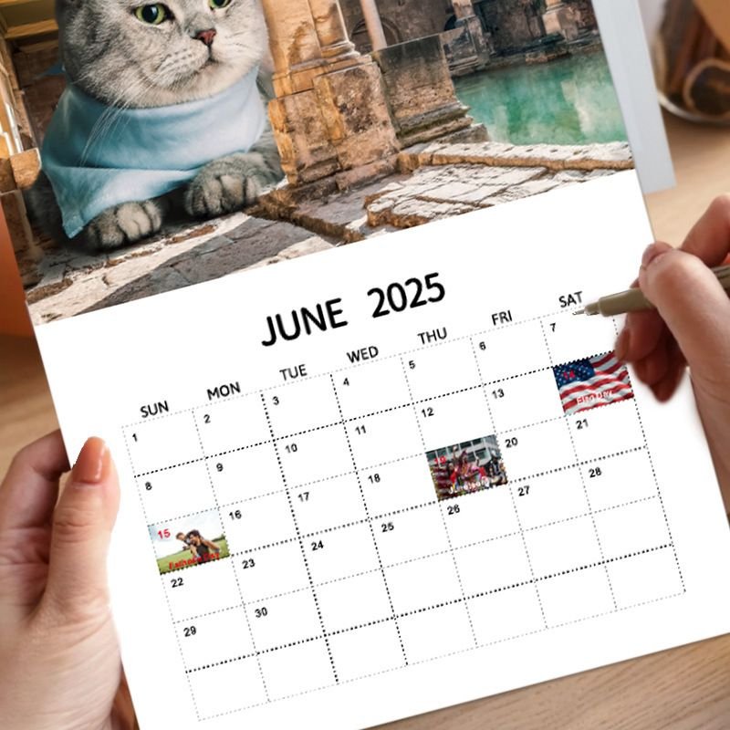 2025 Cartoon Creative City Cat Riding Nail Calendar