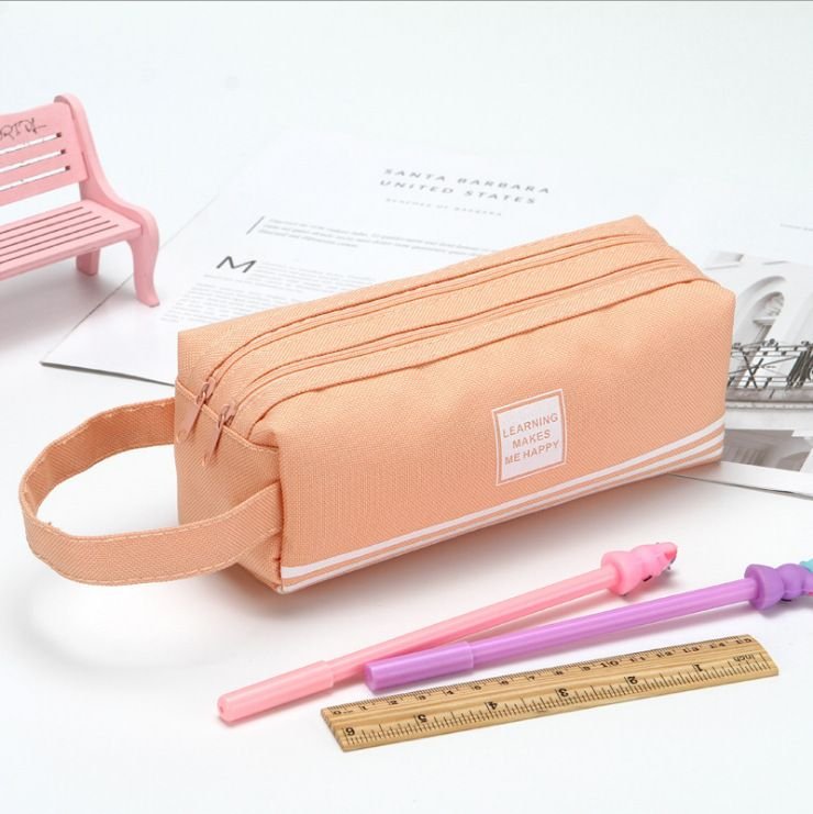 Simple Large Capacity Double Layer Oxford Cloth Pencil Bag Student Stationery