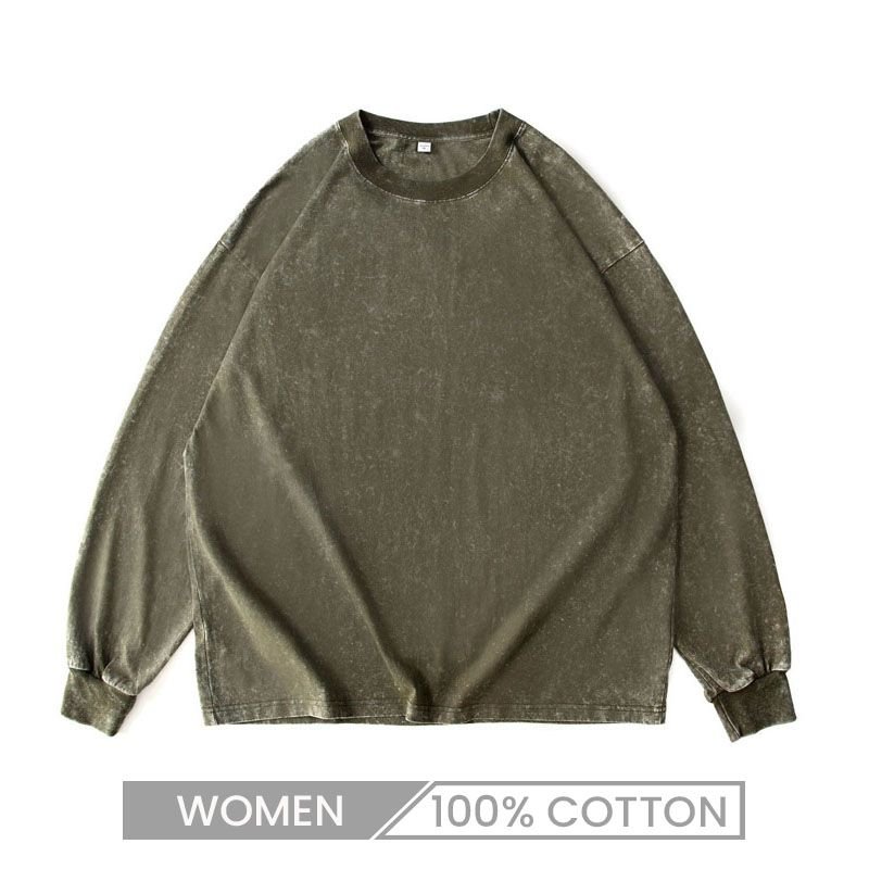 Custom Logo Women Casual Retro Long Sleeve Sweatshirt