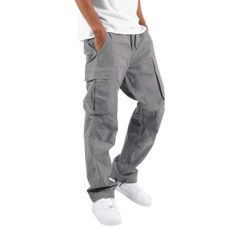 Men Fashion Casual Solid Color Straight Cargo Pants