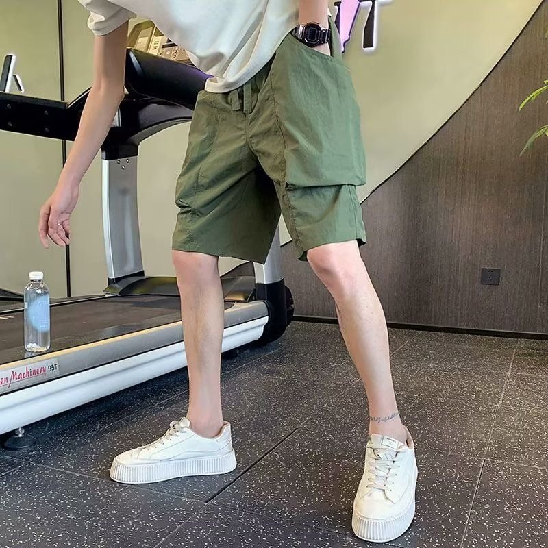 Men Fashion Casual Solid Color Cargo Shorts