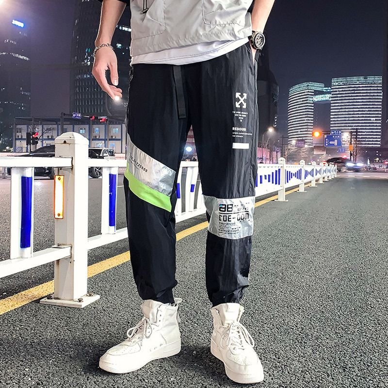 Men Fashion Casual Street Tide Alphabet Drawstring Waist Jogger Pants