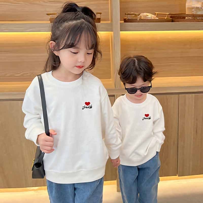 Kids Toddler Boys Girls Spring Autumn Casual Cute Heart Print Long Sleeve Sweatshirts