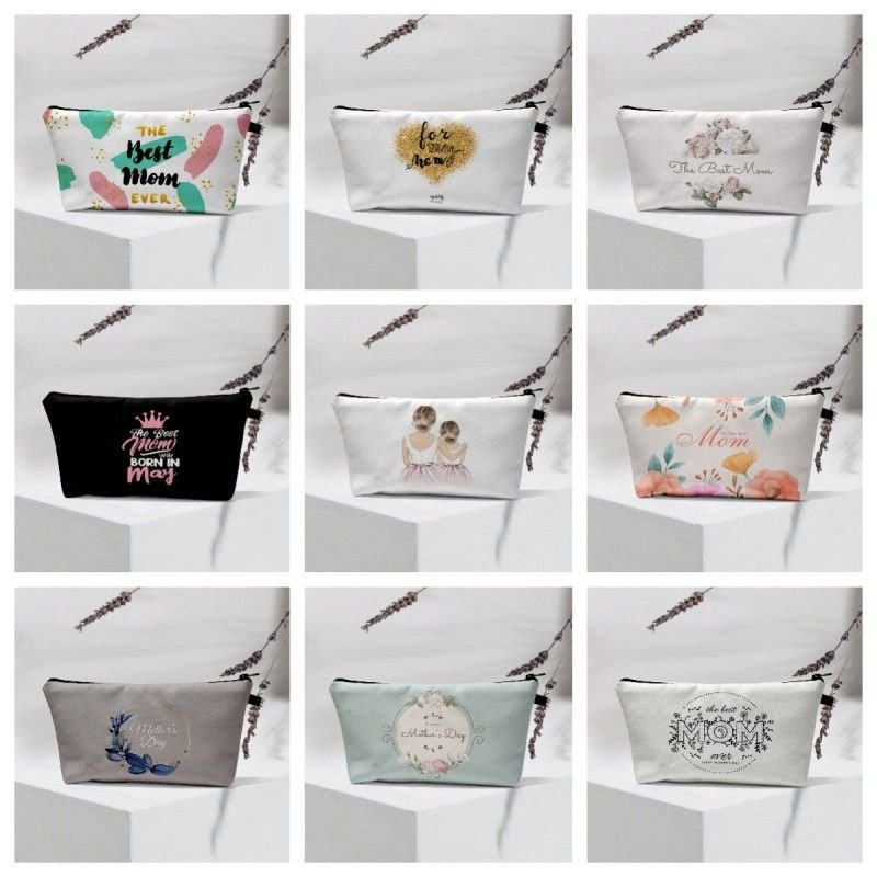 Mother Day Women Fashion Heart-Shaped Letter Print Multi-Functional Travel Storage Cosmetic Bag