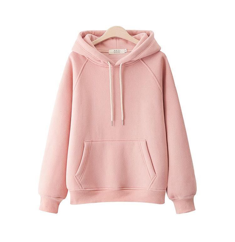 Pure Cotton Casual Pullover Thickened Fleece-Lined Solid Color Spring And Autumn Loose Women'S Hoodie Custom
