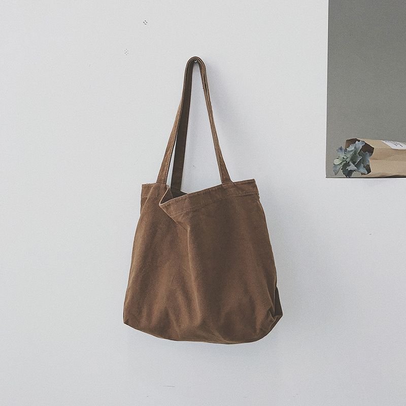 Korean Shopping Bag Women Casual Design Solid Color Large Capacity Shoulder Handle Tote Bag