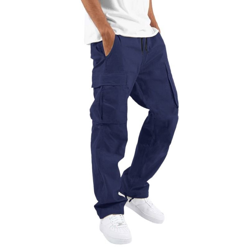 Men Fashion Casual Solid Color Straight Cargo Pants