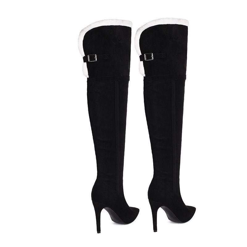 Autumn And Winter Women Fashionable Plush Pointed High Heel Over-The-Knee Boots