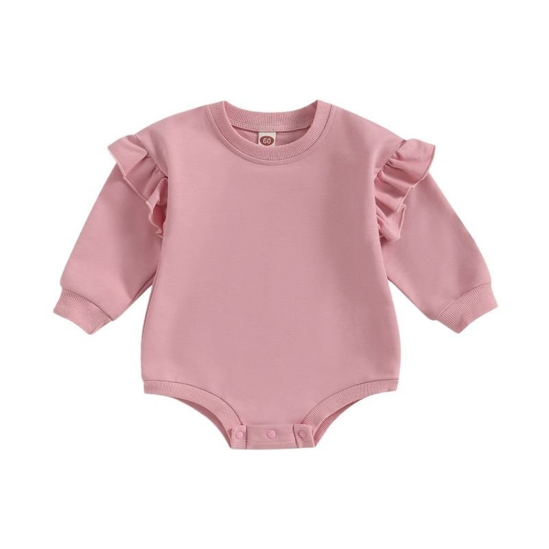 Autumn And Winter Baby Girl Sweet Ruffled Long Sleeve Custom Sweatshirt Bodysuit