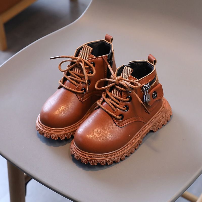 Winter Children Fashion Solid Color Lace-Up Boots