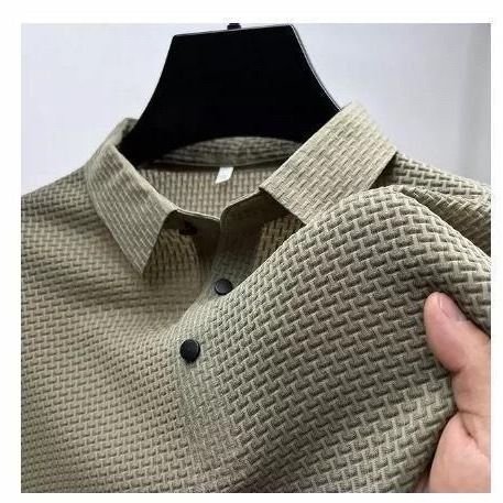 Men Fashion Casual Commuter Ice Silk Short Sleeve Lapel POLO Shirt