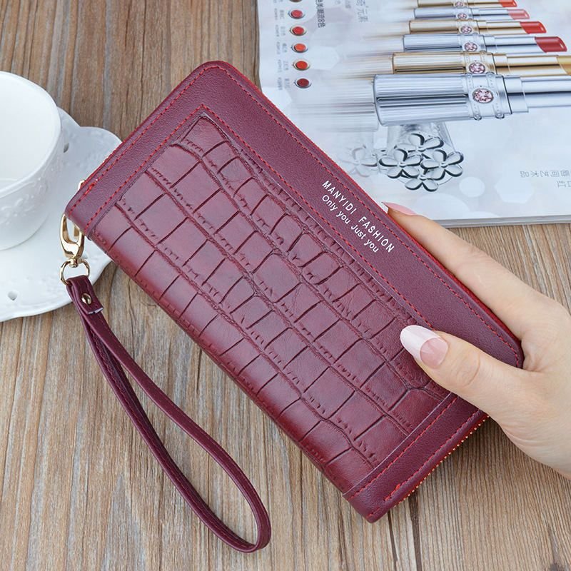 Women Fashion Crocodile Pattern Zipper Purse