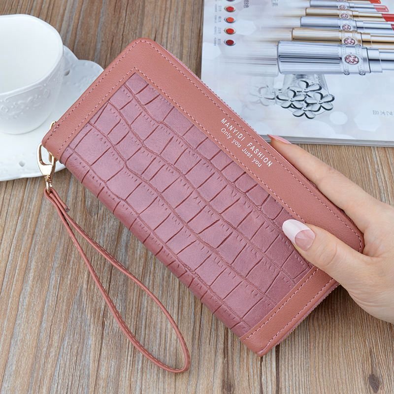 Women Fashion Crocodile Pattern Zipper Purse