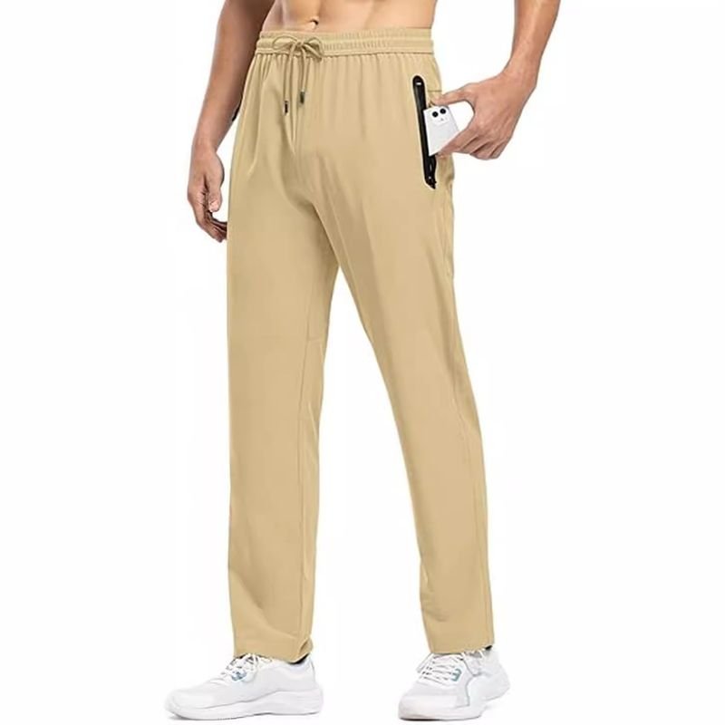 Men Fashion Casual Sports Quick Drying Solid Color Straight Pants