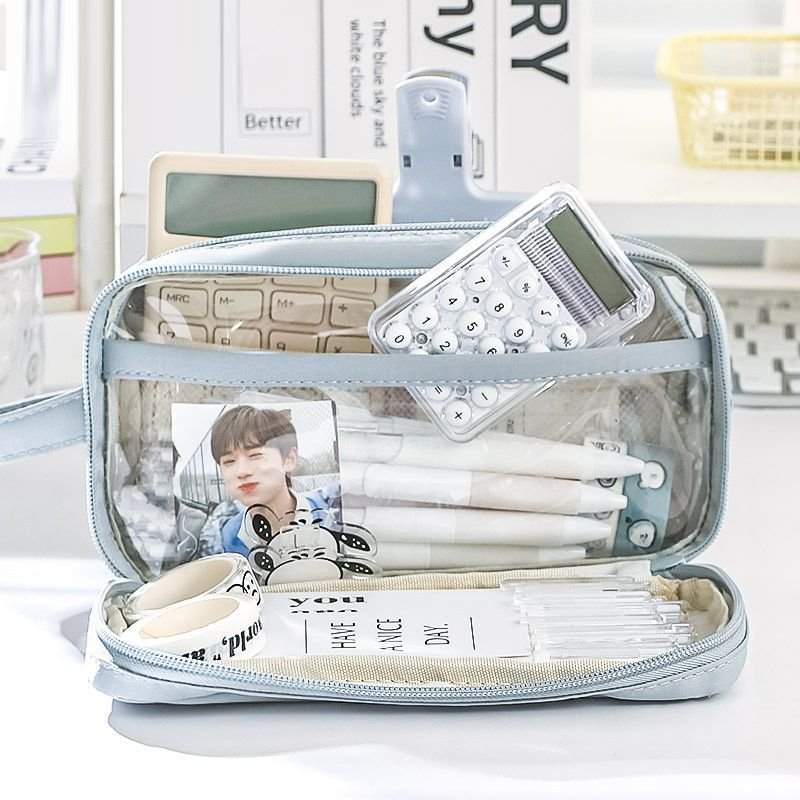 Simple Large Capacity Solid Color Pencil Bag Student Stationery