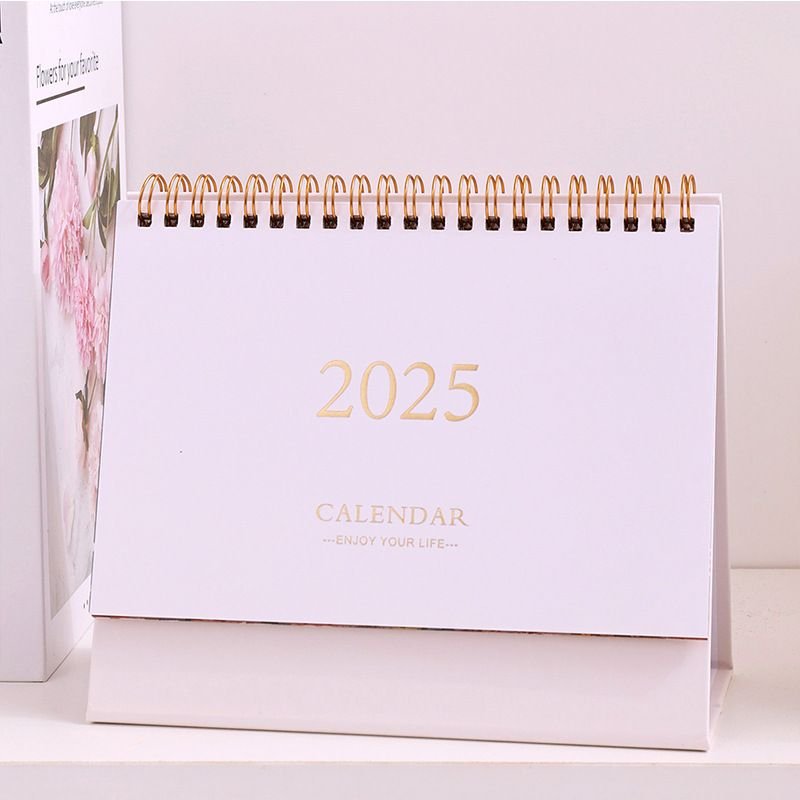 2025 Simple Solid Color Plan Desktop Office Decoration English Calendar