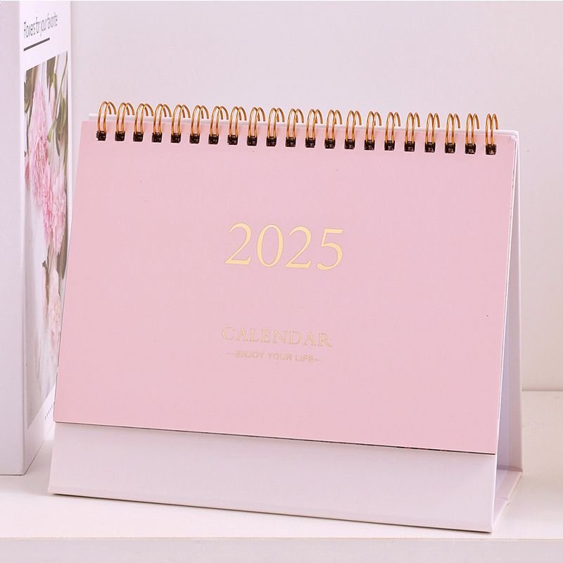 2025 Simple Solid Color Plan Desktop Office Decoration English Calendar