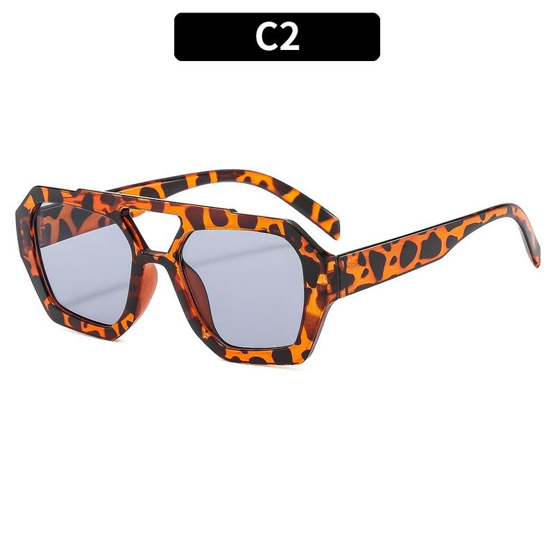 Women Fashion Leopard Double Beam Sunglasses