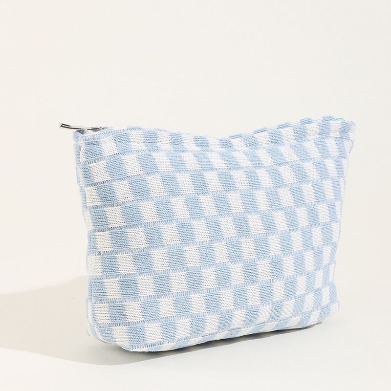 Fashion Checkerboard Wool Cosmetic Bag