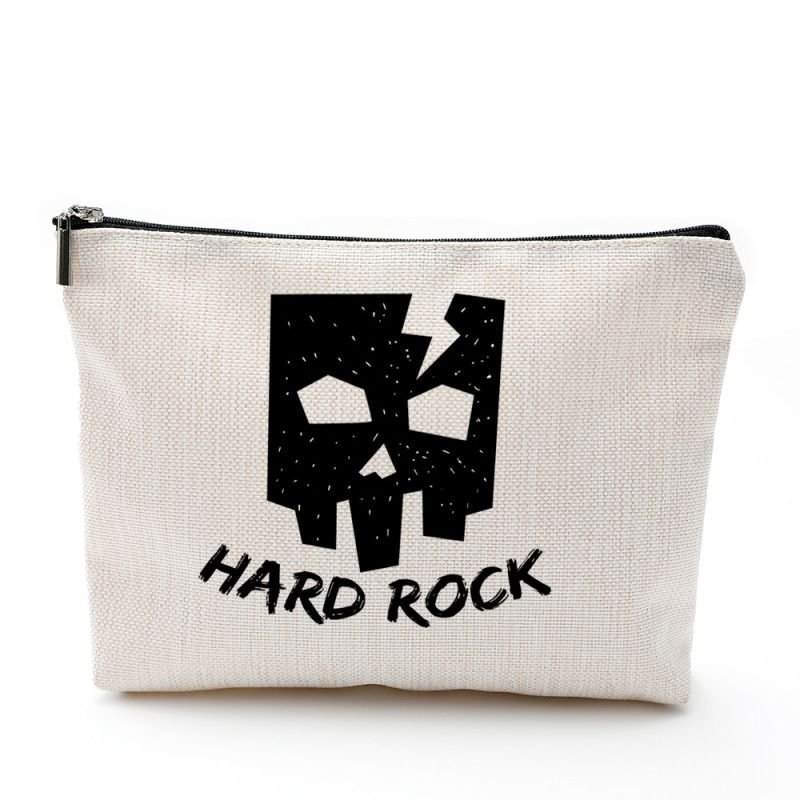 Hard Rock Print Simple Cosmetic Bag Waterproof Cotton Linen Zipper Bag
