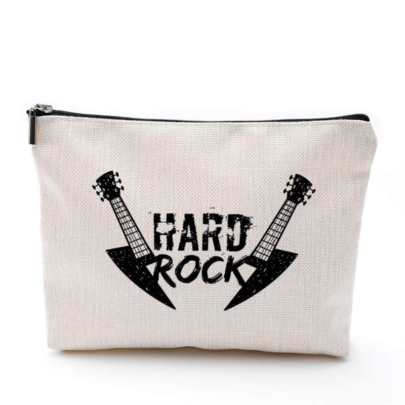 Hard Rock Print Simple Cosmetic Bag Waterproof Cotton Linen Zipper Bag