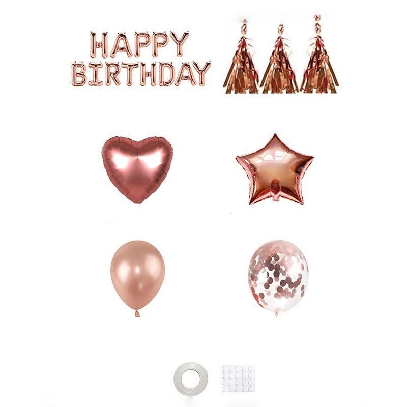 Birthday Party DIY Decorations Rose Gold Balloons Set