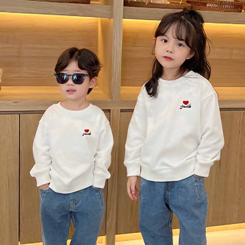 Kids Toddler Boys Girls Spring Autumn Casual Cute Heart Print Long Sleeve Sweatshirts