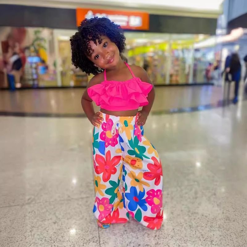 Girls Toddler Kids Summer Ruffled Camis Floral Printed Wide Leg Pants