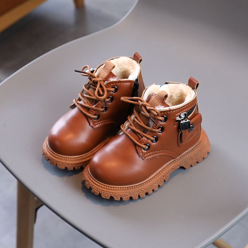 Winter Children Fashion Solid Color Lace-Up Boots