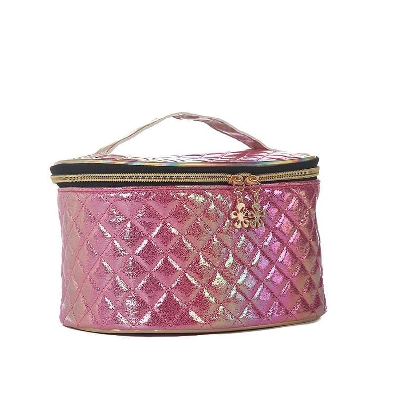 Women Fashion Multicolor Rhombus Stitching Zipper Cosmetic Bag