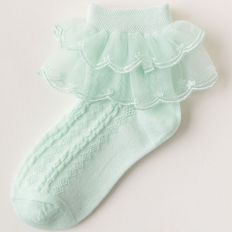 Kids Boys Girls Basic Casual Cute Solid Color Lace Socks