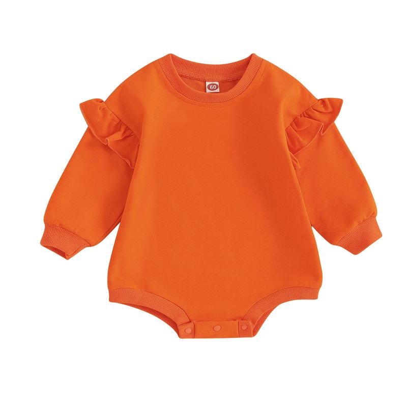 Autumn And Winter Baby Girl Sweet Ruffled Long Sleeve Custom Sweatshirt Bodysuit