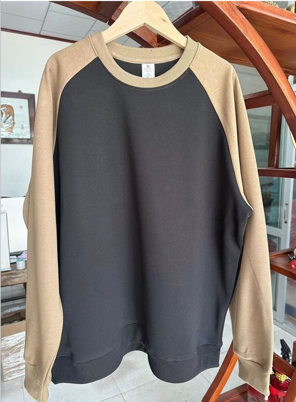 Women Loose Custom Raglan Sleeve Contrast Color Long-Sleeved Sweatshirt