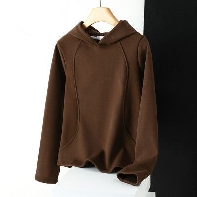 Women Winter Double-Sided Velvet Basic Fleece-Lined Thickened Long-Sleeved Hoodie Custom