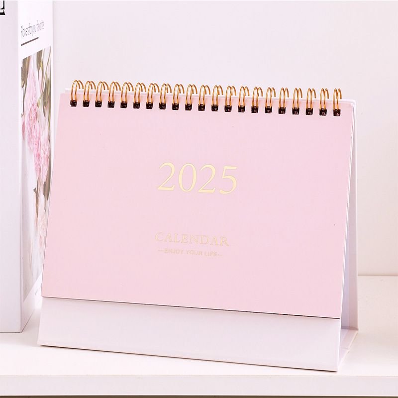 2025 Simple Solid Color Plan Desktop Office Decoration English Calendar