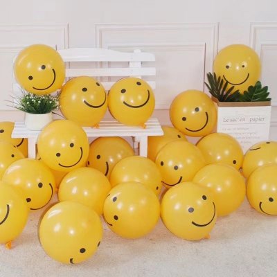 12 Inch Yellow Smiley Face Latex Balloon Birthday Party Layout 100-Bag