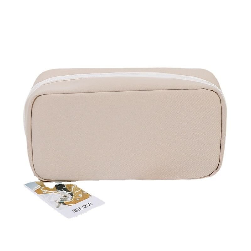 Simple Solid Color Large Capacity Zipper Pencil Bag Student Stationery