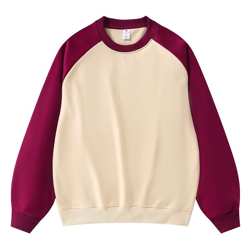 Women Loose Custom Raglan Sleeve Contrast Color Long-Sleeved Sweatshirt