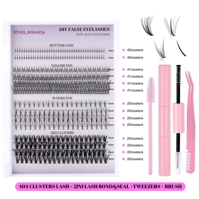 Women Simple Segmented Grafting Single Cluster False Eyelash Glue Tweezers Brush Set