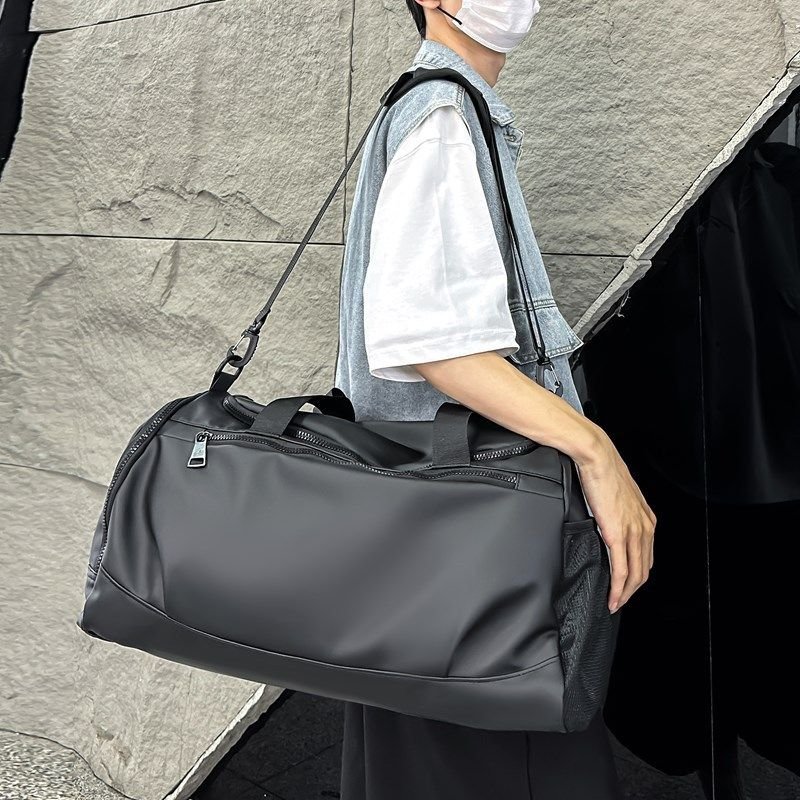 Men Leisure Sports Basic Solid Color Large Capacity Oxford Duffle Bag