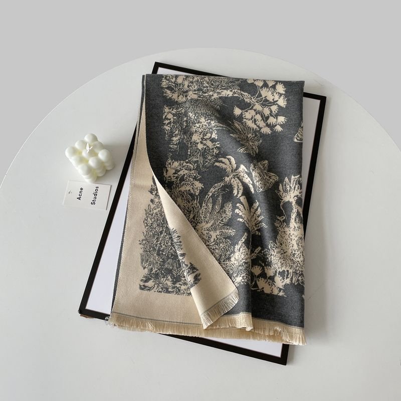 Autumn Winter Women Fashion Thickened Cashmere Jacquard Scarf