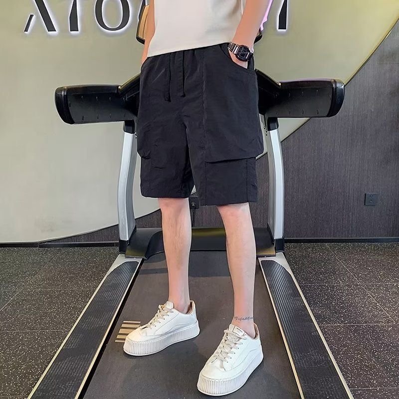 Men Fashion Casual Solid Color Cargo Shorts