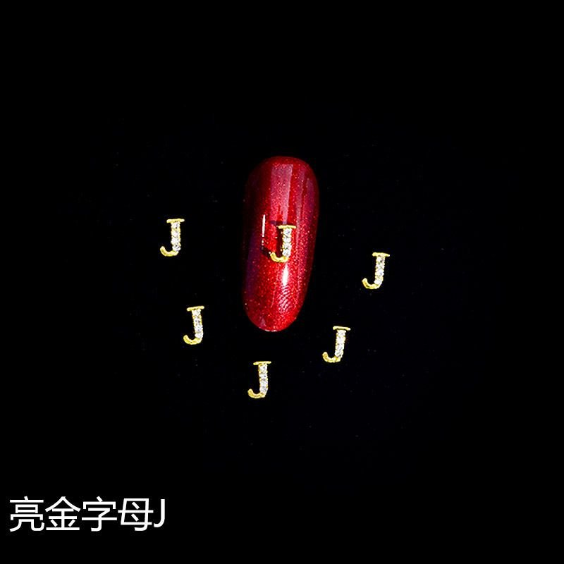 Nail Art Alloy Accessories Flash Rhinestone Gold 26 English Alphabet Accessories 10pcs/pack