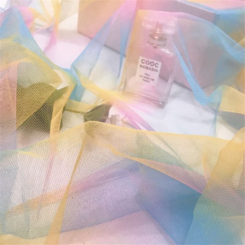 100*150cm DIY Rainbow Gradient Tulle Photography Prop Background Cloth
