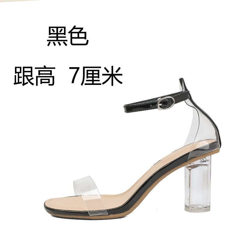 Summer Women Fashion Sexy Transparent Crystal High Heel Sandals