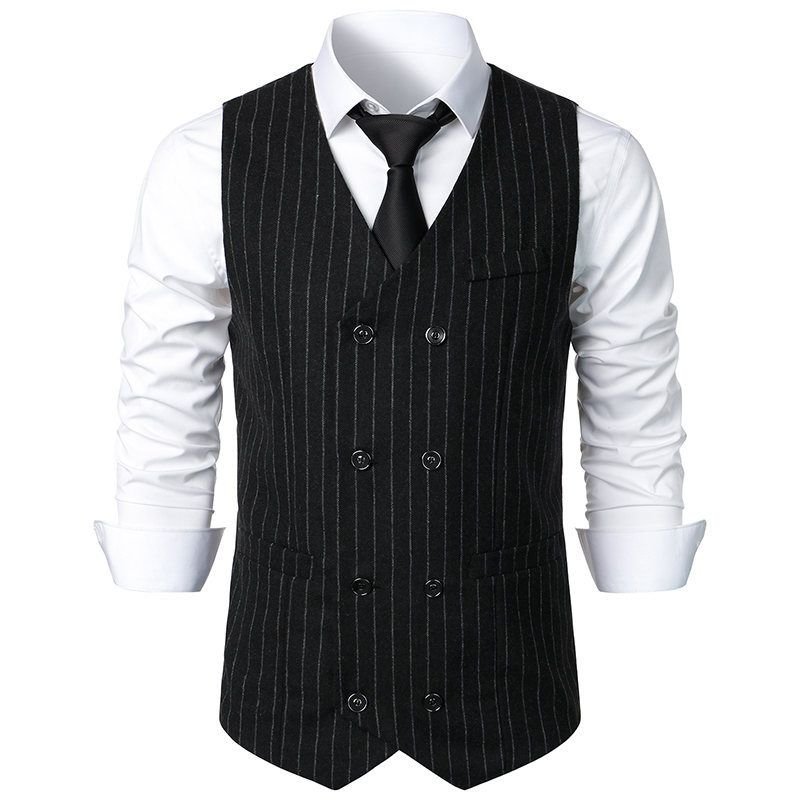 Men Fashion Casual Business Party British Style Stripe Vest