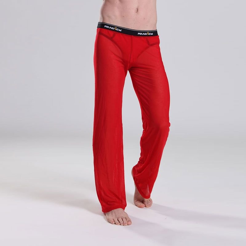 M-2XL See-through Men Underwear Thin Casual Pants Sleepwear