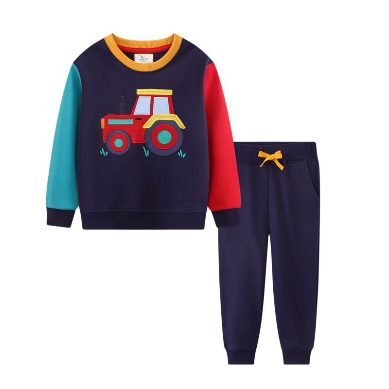 Kids Toddler Boys Casual Cartoon Car Long Sleeve Round Neck Sweatshirts Pants Sets