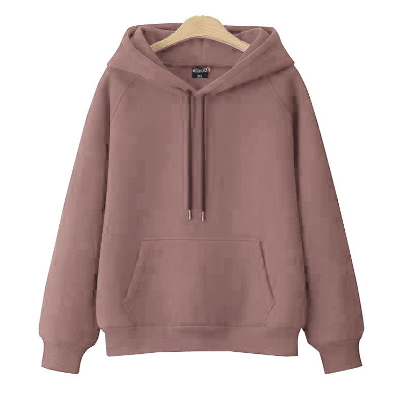 Pure Cotton Casual Pullover Thickened Fleece-Lined Solid Color Spring And Autumn Loose Women'S Hoodie Custom